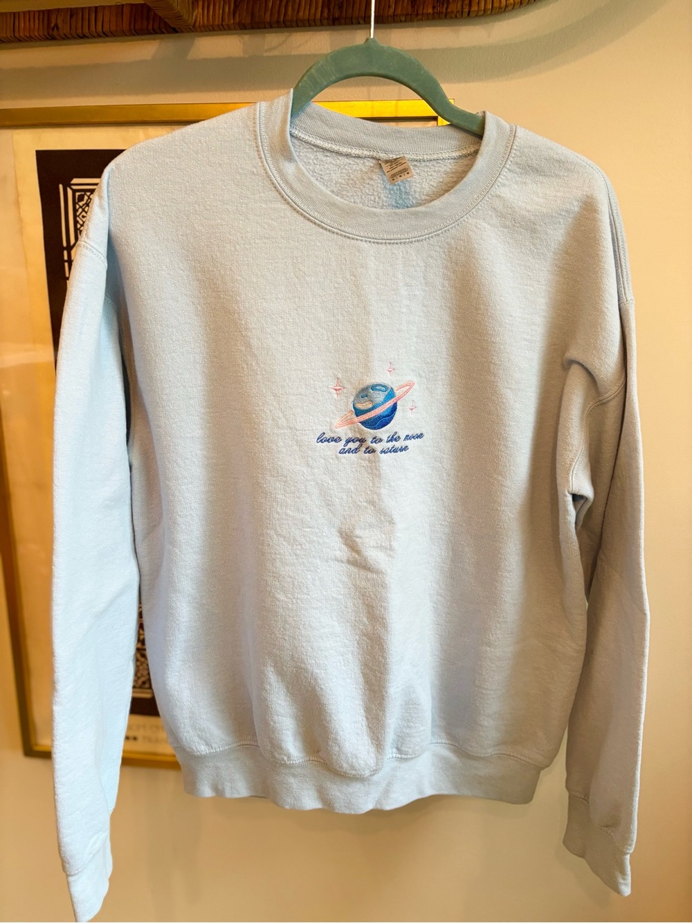Taylor Swift, Gildan Light Blue Embroidered Crewneck Sweatshirt